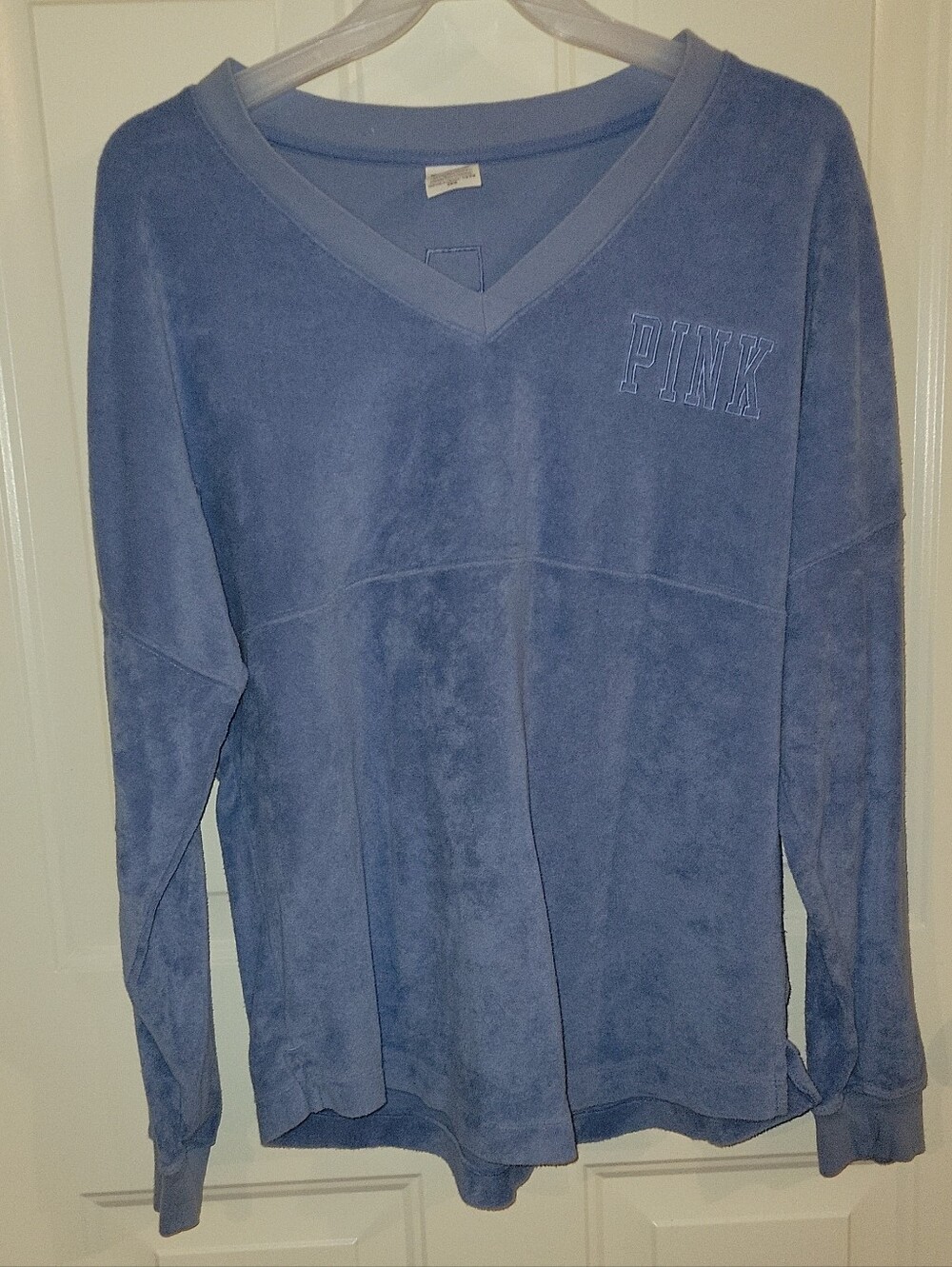 PINK Victoria's Secret Woman's  Dusty Blue V-Neck Terry Cloth Top